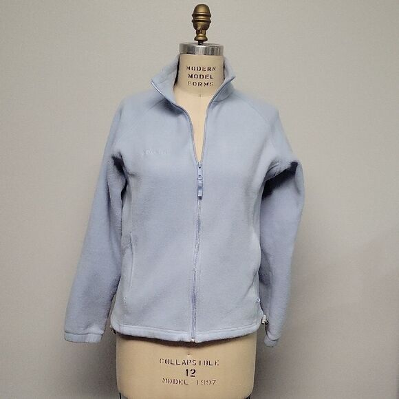Blue Utility Jacket with High Collar and Full-Length Zipper - Picture 1 of 3